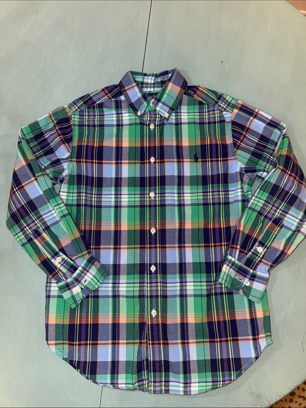 Ralph Lauren Green, Blue & Purple Plaid Button-Down Shirt
